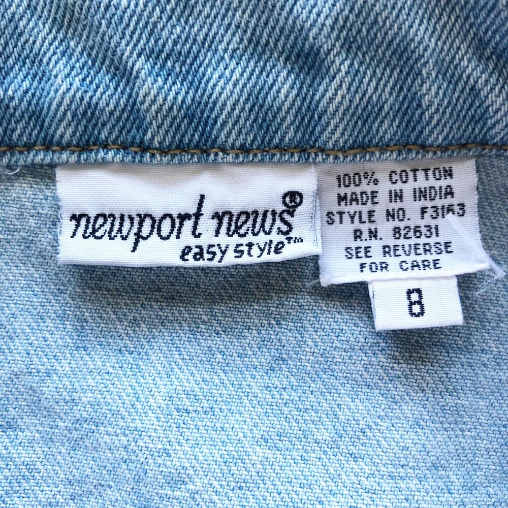 NEWPORT NEWS Vintage Embroidered Floral Denim Jean Jacket Womens 8 - Picture 6 of 11